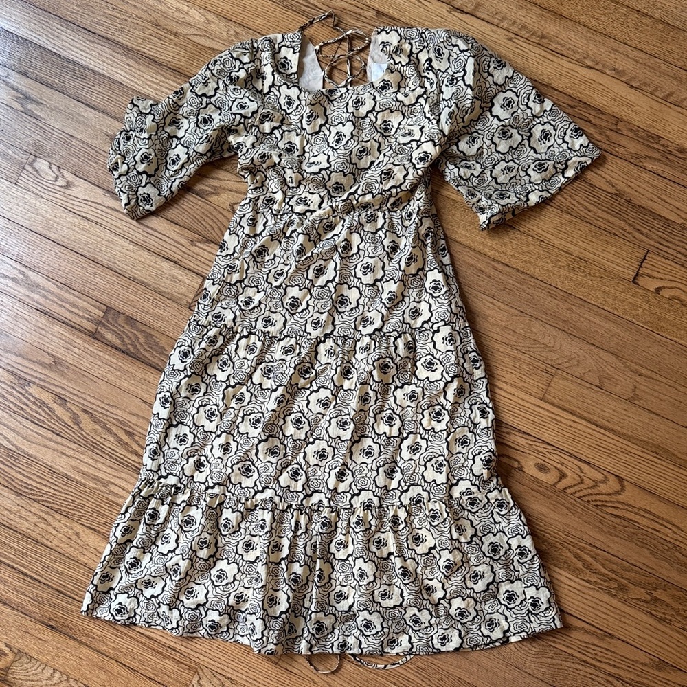 ba&sh Monochrome Floral Long Sleeve Dress